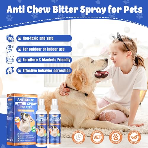 Cudory 2PCS Bitter Apple Spray for Dogs to Stop Chewing, No Chew Spray for Dogs & Cats Protect Furniture Shoes Belongings, Dog Deterrent Training Aids Spray Natural No Alcohol & Trace