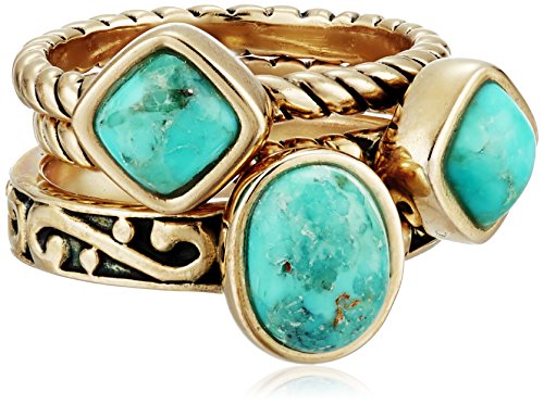 Barse "Glisten" Bronze Turquoise Stack Ring, Size 7