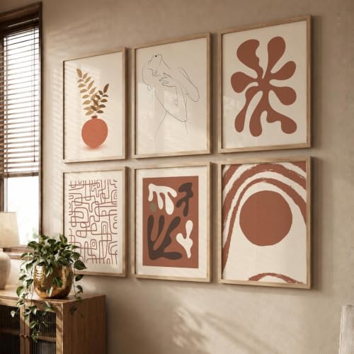 Image of kotart Boho Theme Digital Painting for Wall Decoration - Minimal Wall Art Prints for Living Room Bedroom Office Room Decor (13X17 INCH, J) Pack of 6