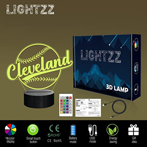 Lámpara 3D ilusión luz nocturna baseball niños 16 colores miniatura 6