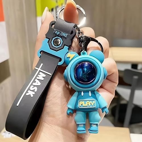 Image of Cute Cartoon Character Silicone 3D Key Chain with Strap Charm & Metal Hook, Merchandise Key Rings Gift for Kids Girls Boys Men & Women