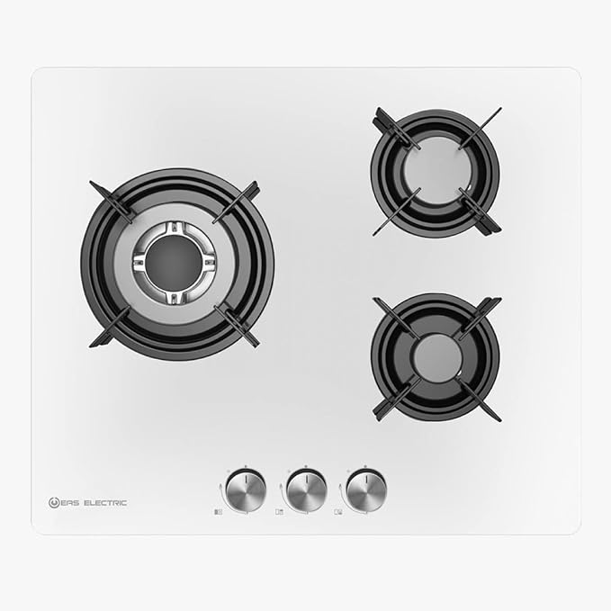 Encimera de gas EAS Electric Smart Technology EMH363CGBW de 60 cm con cristal blanco