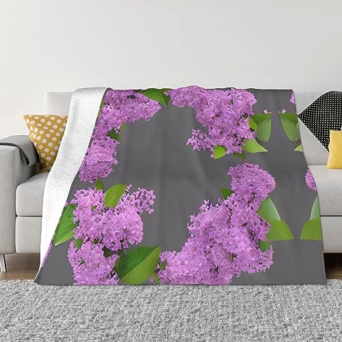 Framing Fliederfarbene Blumen in Blüte, ultraweiche Micro-Fleece-Decke für Bett, Couch, Wohnzimmer, warme Decke, 152,4 x 127,7 cm