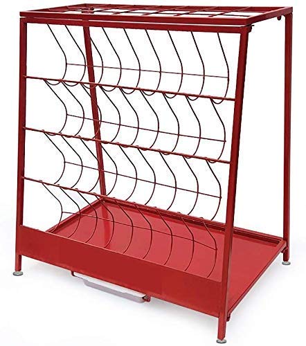 Porte-parapluies design en métal rouge avec bac d'égouttement amovible pour entrée de bureau