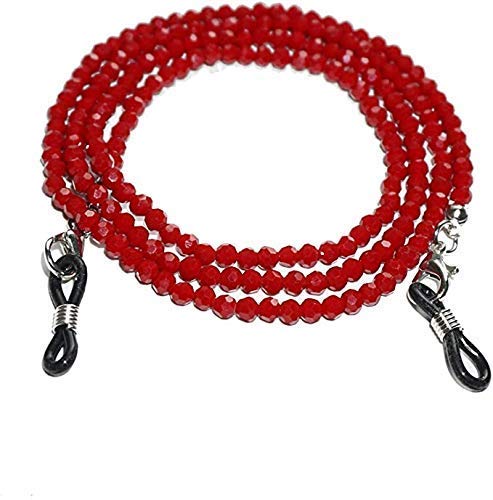 Round Crystal Beaded Eyeglasses Chain for Unisex, Reading Glasses Holder,Lanyard for Face Mask, Crystal Glass Beads, (74cm, 29 Inch) Goggles and Eyeglasses, Color - Maroon-image-0