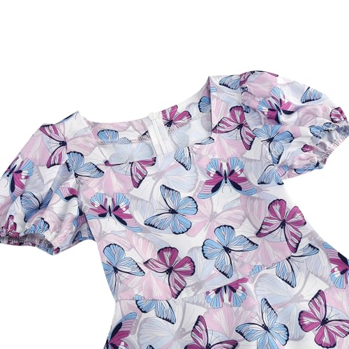 IWEMEK Kids 50s Dresses for Girls 1950s Retro Dress 50's Theme Tea Party Short Sleeve Audrey Hepburn Rockabilly Swing Dress4