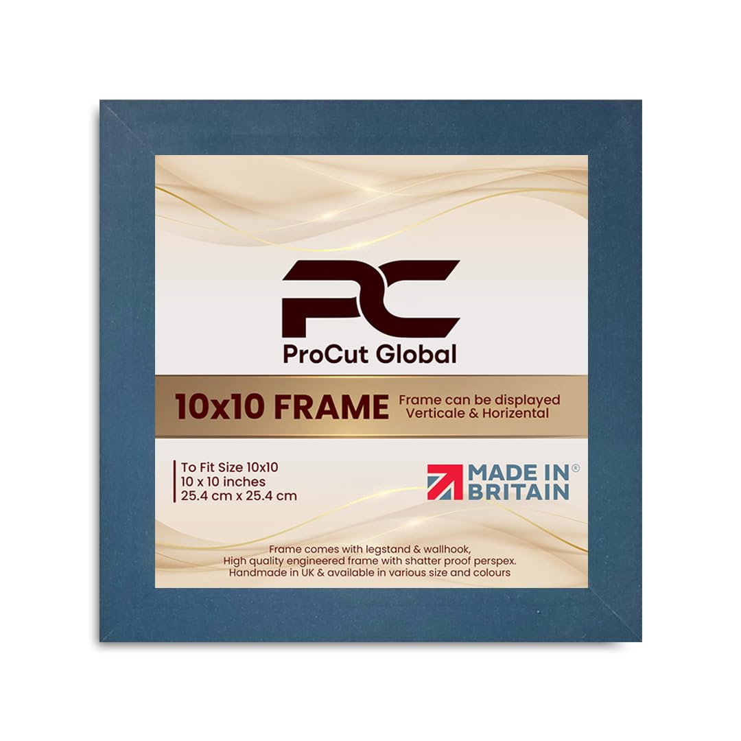 Procut Global 10X10 Navy Blue Picture Frames - Modern Wooden Photo Frame with Shatterproof Perspex for Wall or Tabletop - Perfect for Posters, Certificates, Prints - Sizes & Colors Available