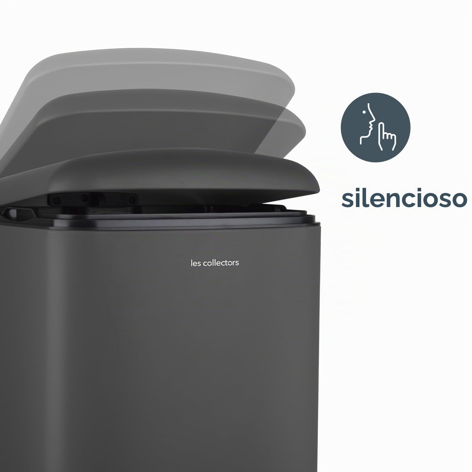 Les Collectors, Cubo de Cocina a Pedal Nº831, Acero Inoxidable, Capacidad 40L, Compatible con Bolsas de 50L, Compacto, Cierre silencioso, Cubo Interior extraíble, Acabado Mate, Gris Antracita