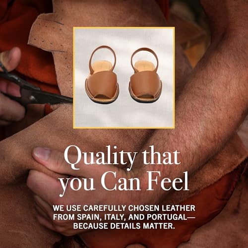 Image of The Spanish Sandal co Classic Flat Sandals for Women, Dressy Soft Leather Peep Toe Sandals for Women, Versatile Casual Slip-on Flats
