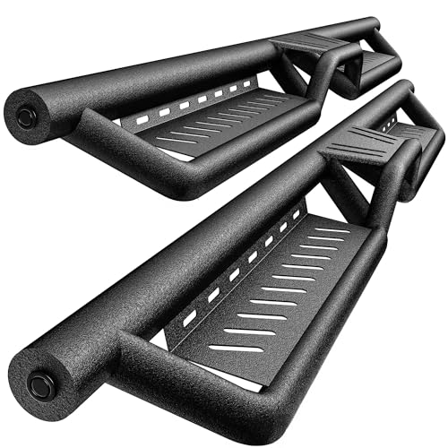 AUTOSAVER88 Running Boards Two Stairs Side Steps Compatible with 2015-2026 Chevy Colorado GMC Canyon Crew Cab, Black Powder Coated Steps Rail Drop Nerf Bars