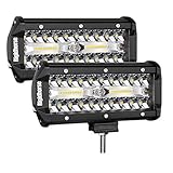 LED Light Bar, Rigidhorse 2pcs 3 Row 7 Inch 20000LM Spot Flood Combo Beam LED Light Bars Off Road Driving Lights Work Lights Fog Light for Pickup UTV ATV Jeep Truck Boat,1year warranty