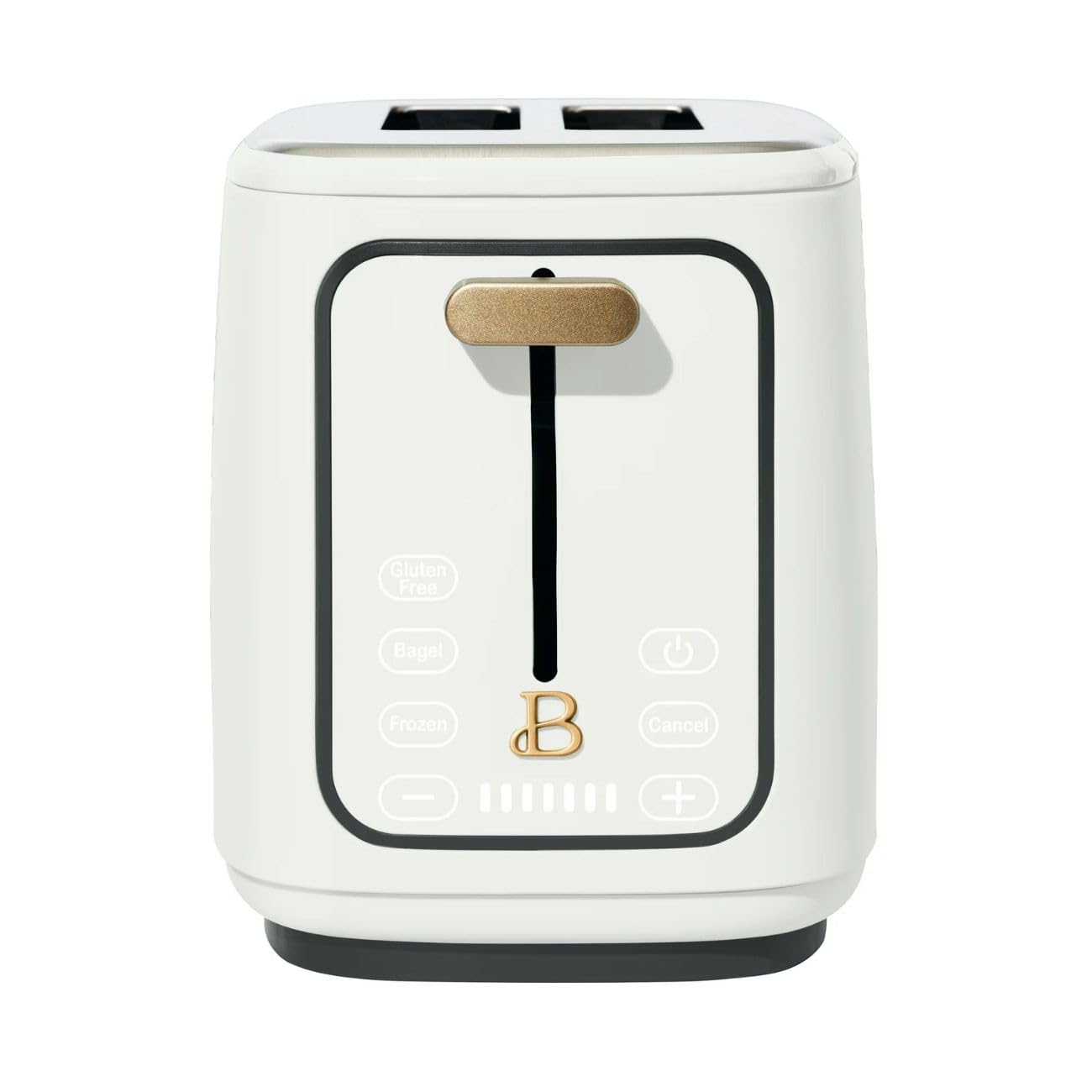 Beautiful 2 Slices Toaster, Touch-Activated, 7 Browning Settings, Extra-Wide Slots, 3 Presets, LED Countdown, Gold Accenslts, 900W Power, Easy Clean (White Icing)