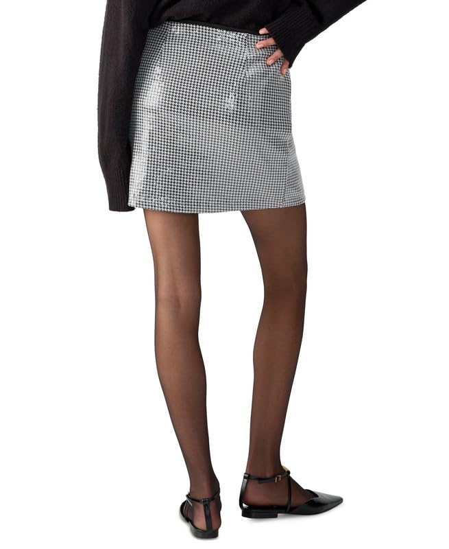 Sanctuary Women's Micro-Houndstooth Sequin Skirt (Micro Houndstooth, Large)