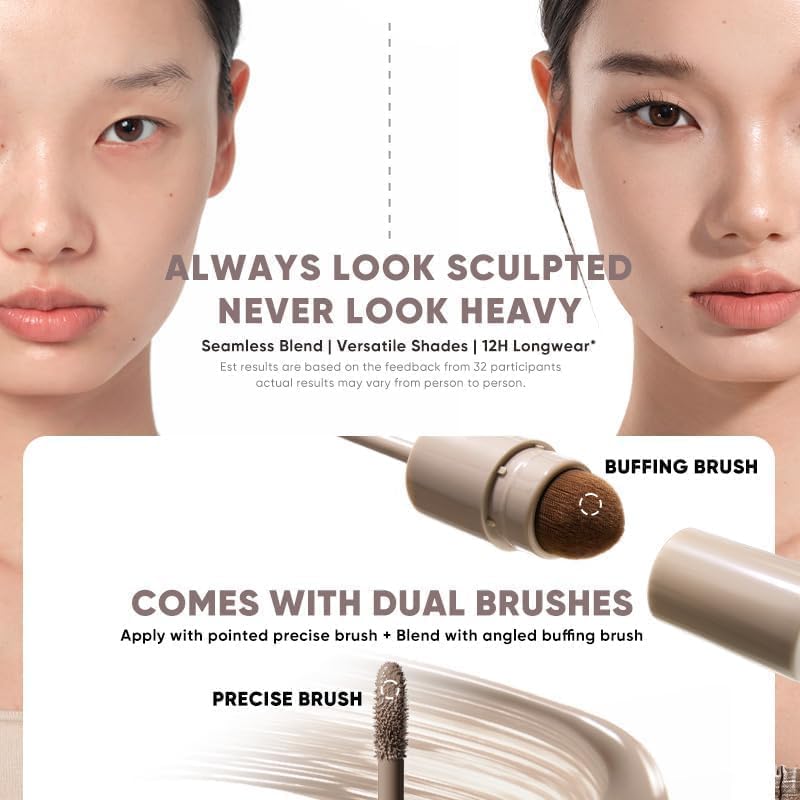 JUDYDOLL Liquid Contour & Highlighter,Face Sculpting Liquid Highlighter & Contour With Brush, Anti-Smudge & Brightening, Long-Lasting(01 Cool Gray Brown) - Image 3