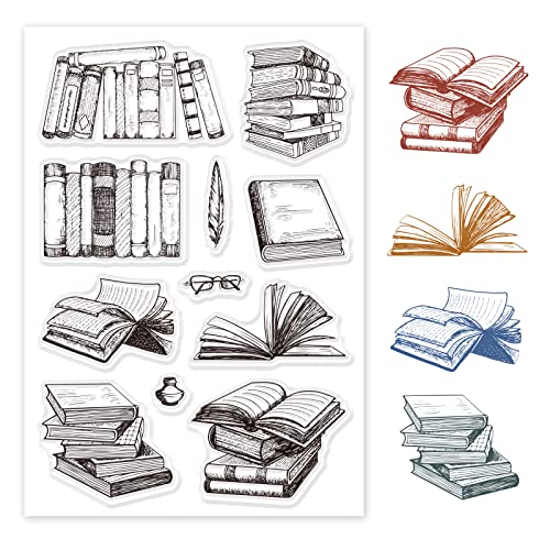 GLOBLELAND Libros y estanterías sellos transparentes de silicona, sellos transparentes para cumpleaños, Pascua, tarjetas de vacaciones, hacer álbumes de recortes, álbumes de fotos, decoración de papel