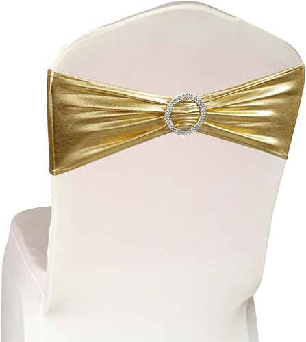 Bandas elásticas de Spandex para sillas con hebilla deslizante para decoración de boda, no incluye las fundas color blanco, 50 piezas