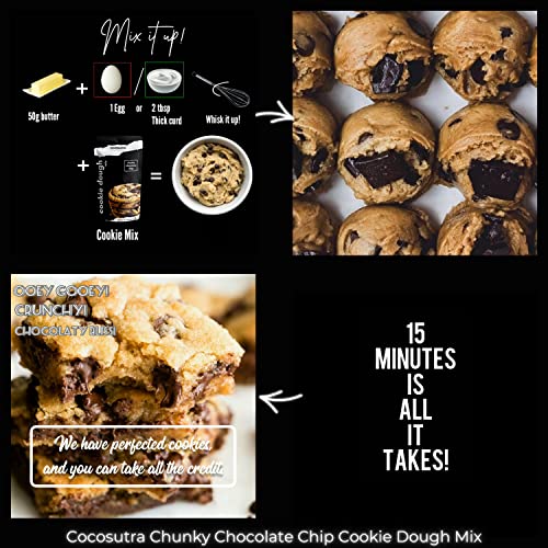 Image of Cocosutra Cookie Dough Mix - Chunky Chocolate Chip | with natural ingredients | 3 Easy Steps for Perfect Cookies - Whisk, Scoop & Bake | Instant Baking Mix | 220 g (Pack of 3)