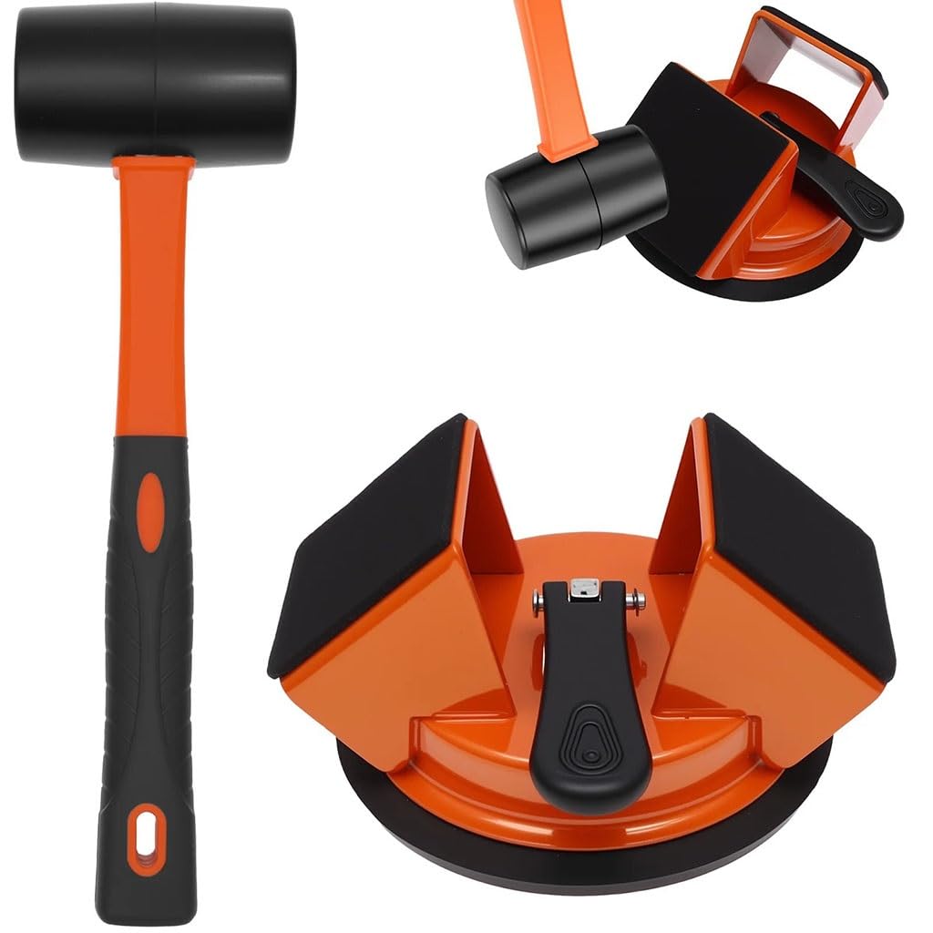 hcaklozgshi 1pcs Floor Gap Fixer Tool Suction Cup Metal Puller For Hardwood & Marble Floor Plank Closer & Repair Tool For Living Room Bedroom(Orange)