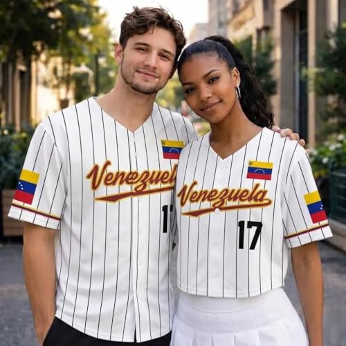 V-DECORPARKS Personalized Venezuela Croptop Baseball Jersey Button Down V-Neck Short Sleeve Pride Venezuelan Flag Shirt miniatura 2