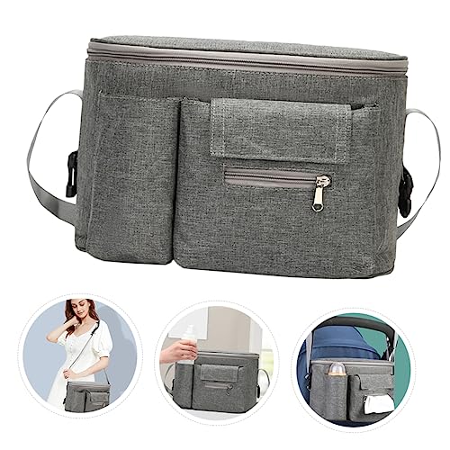 Bolsa multifuncional para pañales y organizador gris claro miniatura 4