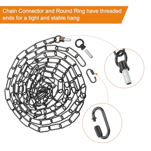 Image of PATIKIL 15 Feet Lighting Chain for Hanging Lamp, 2 Set Chandelier Chain Light Fixture Chain Load Capacity 65 Lbs for Pendant Light, Ceiling Fan, Black