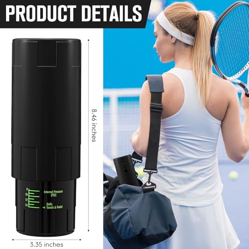Image of Soulchen Tennis Ball Pressurizer - Tennis Ball Storage Canister Holds 3 Balls Under 14 Psi Pressure, Reusable Stuff for Bounce Retention, Lightweight & Durable