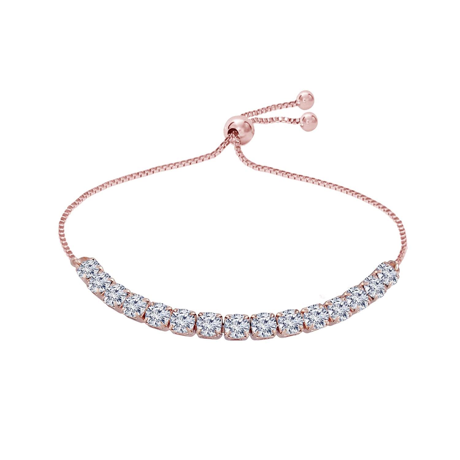 Amazon Brand - Nora Nico 18k Rose Gold Plated Cubic Zirconia Adjustable Bracelet Jewellery with Pull-Chain for Women & Girls (ADB161RG Rose Gold) (B0B5X8BZS7) Amazon Price History, Amazon Price Tracker