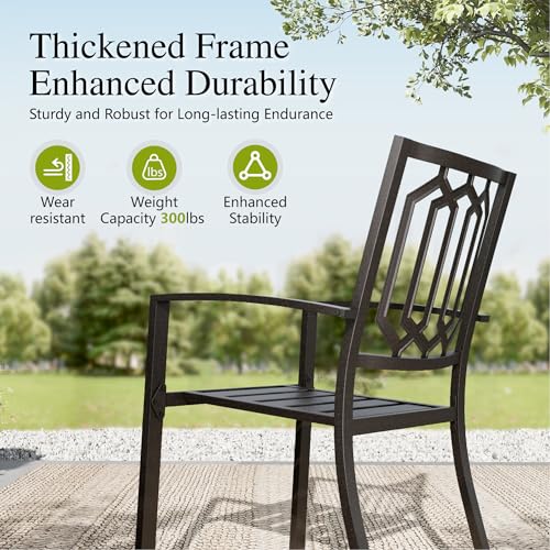Image of Sophia & William Round Patio Table and Chairs Set, Outdoor Dining Set for 6 | 7 Piece Metal Patio Furniture, 54 inch Black Table,For Patio, Garden and Yard