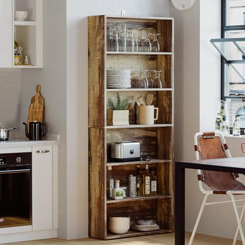 Image of IRONCK Bookshelves and Bookcases Floor Standing 6 Tiers Display Storage Shelves 70 in Tall Bookcase Home Decor Furniture for Home Office, Living Room, Bed Room