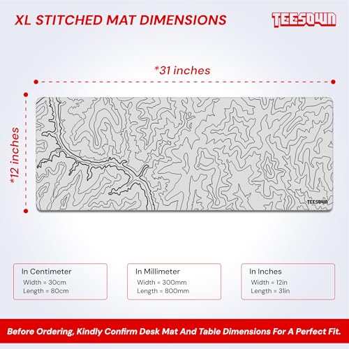 Image of White Canyon Map Stitched Mousepad (12x32) for Laptop, Desktop, PC and Gaming Deskmat (Stitched White 2.O, XL)