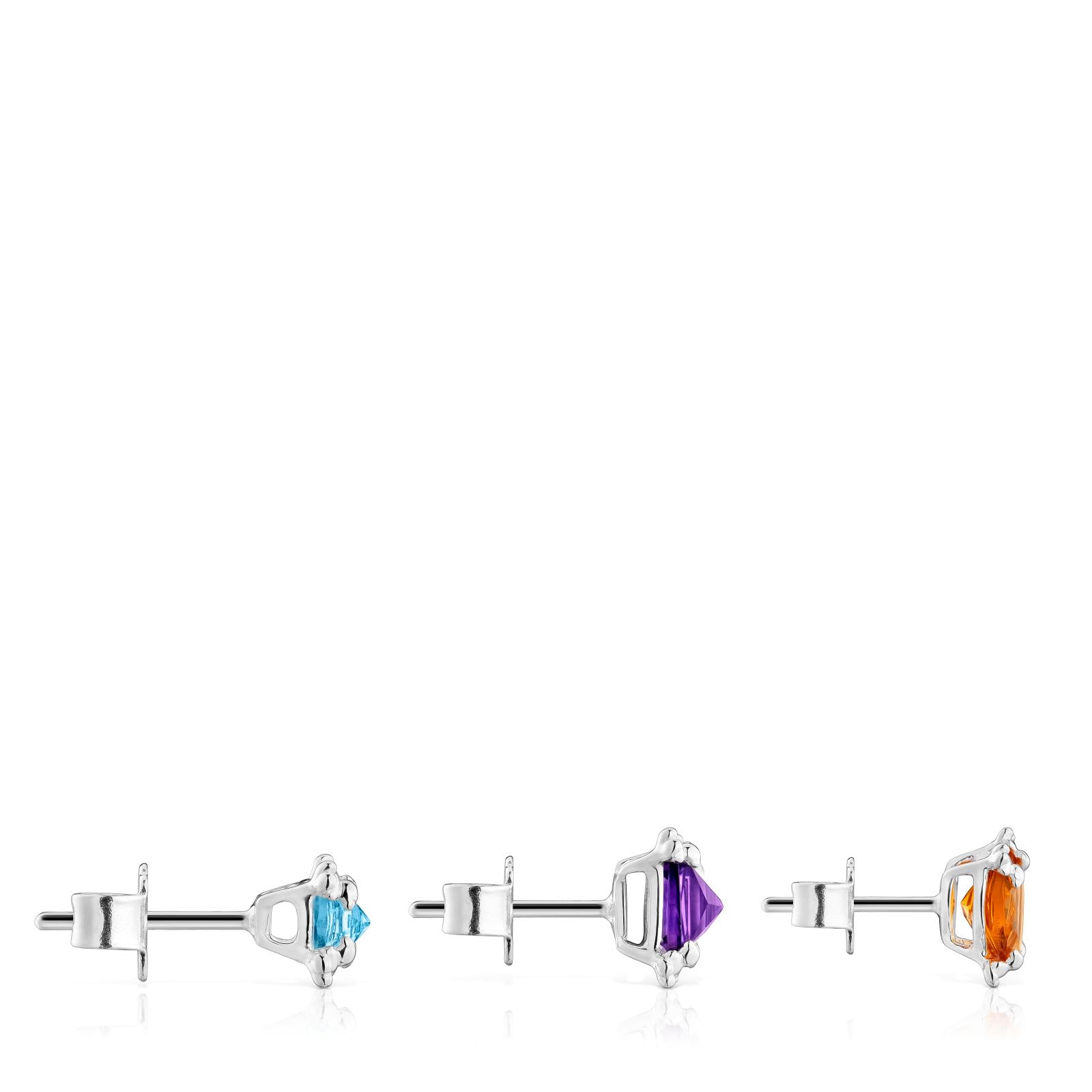 TOUS Pack de Tres Pendientes para Mujer de Plata de Primera Ley y Gemas, Colección Color Pills