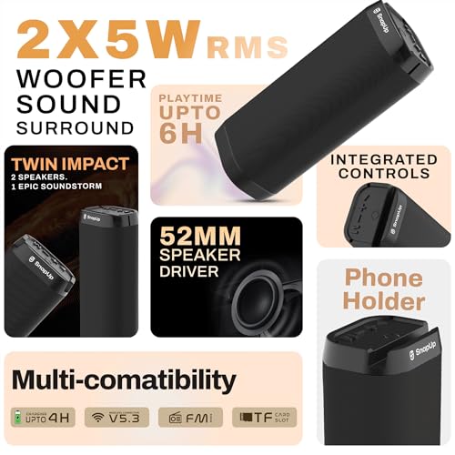 Image of Groove Max Portable Speaker with Upto 6Hr Non-Stop Beats, Multi-Compatibility, TWS Feature - Jet Black