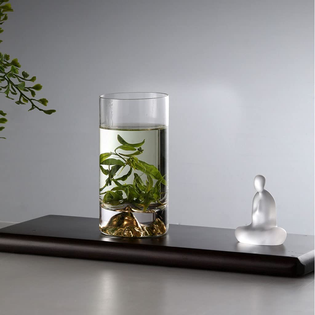 Bicchiere Bicchiere Bicchiere Acqua Estate Famiglia 12 Once Tazza da tè Bolle tè Verde Tazza Dritta Design ad Alto Colore Golden Mountain Cup(Oro)