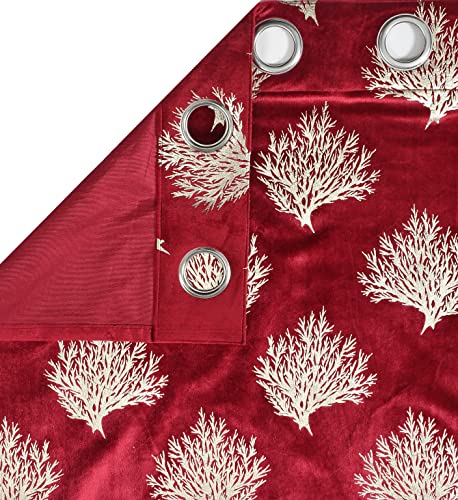 Image of Curtains for Door 7 Feet Long Premium Velvet Curtain /Parda | Modern Parde for Living Room Bedroom | Home Office Velvet Screens (4x7 feet, Maroon) Set of 3 Pcs