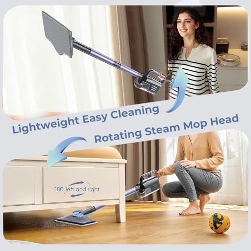 Image of Steam Mop, Steam Cleaner with 400ML Water Tank, 2 Washable Pads, 23FT Power Cable floor steamer, Detachable Steam Mops for sealed Hard Floors, Marble, Stone, Hardwood(Lilac)