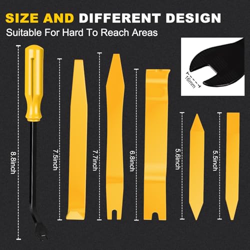 Image of 14PCS Auto Trim Removal Tool kit, Car Clip Removal Tools Kit No Scratch Plastic Pry Tool Door Panel Rivet Pliers Tool Kit,Interior Fastener Puller Set for Vehicle Dash Radio Audio Installer Yellow
