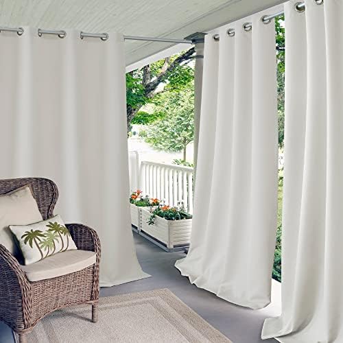 Elrene Home Fashions Connor Solid Indoor/Outdoor Curtain, Single Panel, 52 inches X 108 inches, White