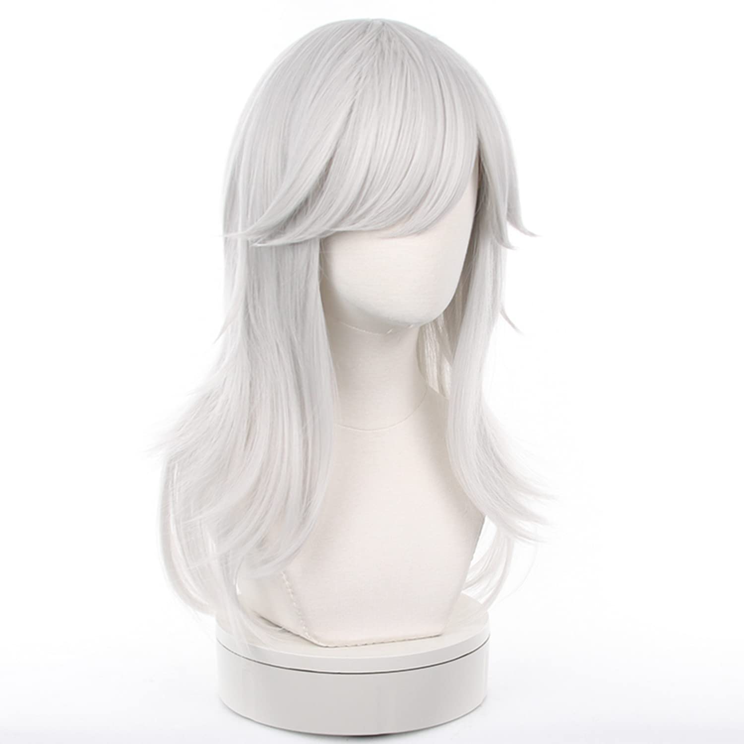 Silver White Medium Cosplay Wig Heat Resistan Synthetic Hairs for Unisex Adult Halloween Comic Con Cos Anime Party Replacement Wigs - Image 3