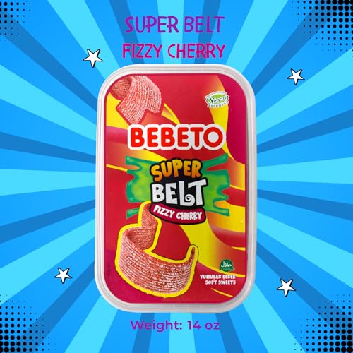 Bebeto Super Belt Cherry, Vegan Sour Candy Belts, 14 oz (400g) - image 3