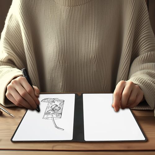 HEOUCH Kleine Blaue Faltbare Doppelseitige Schreibtafel, Kein Magnet, Abwischbar, Mini Whiteboard, Tragbares Notizbuch, mit Markern und Whiteboard Tuch für Zuhause, Büro, Schule