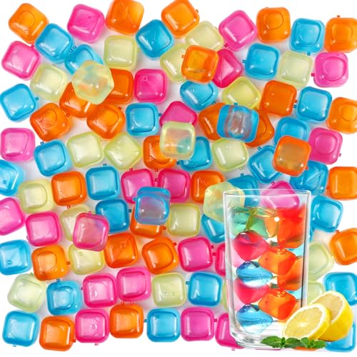 Bgtecho 60 Pack Reusable Ice Cubes, 1 Inch Colorful Plastic Ice Cube
