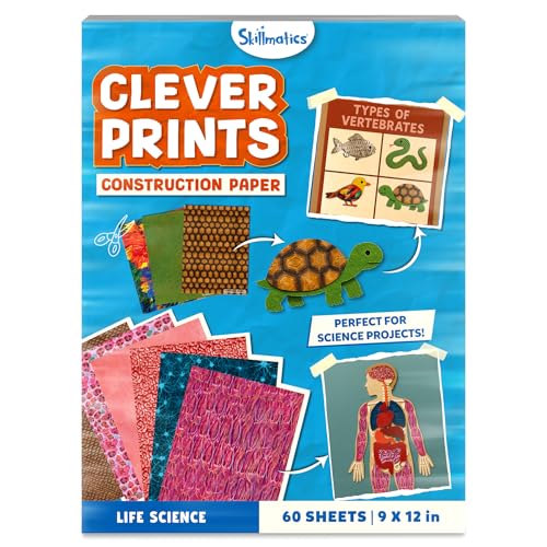 Skillmatics Life Science Construction Paper for Kids - 60 Double-Sided Printed Sheets (9x12), Patterned Craft Paper for Art Projects, Science Activities, DIY Crafts, Scrapbooking & School Supplies