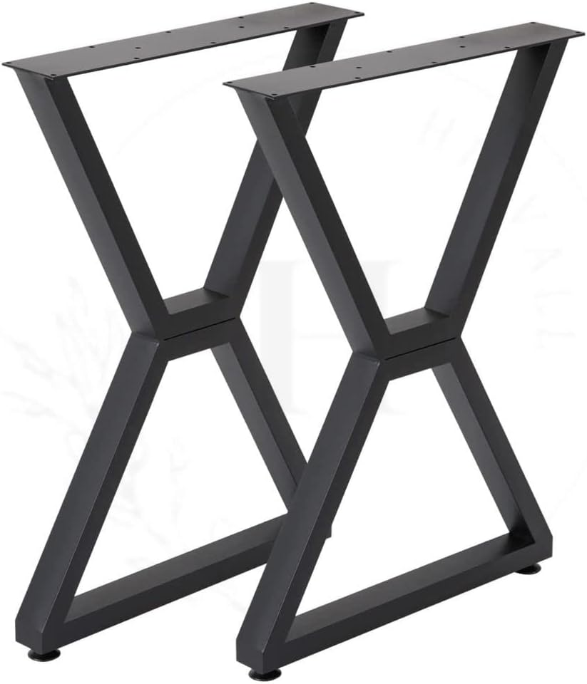 HIRVALL Metal Table Legs 28”Height 20”Wide Heavy Duty Desk Legs DIY Furniture Legs for Dining Table, Cast Iron Legs Computer Desk Legs Office Desk Legs (X Shape)