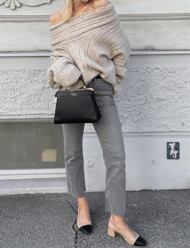 Image of Women Off Shoulder Batwing Sleeve Oversized Chunky Sweaters (Free Size)