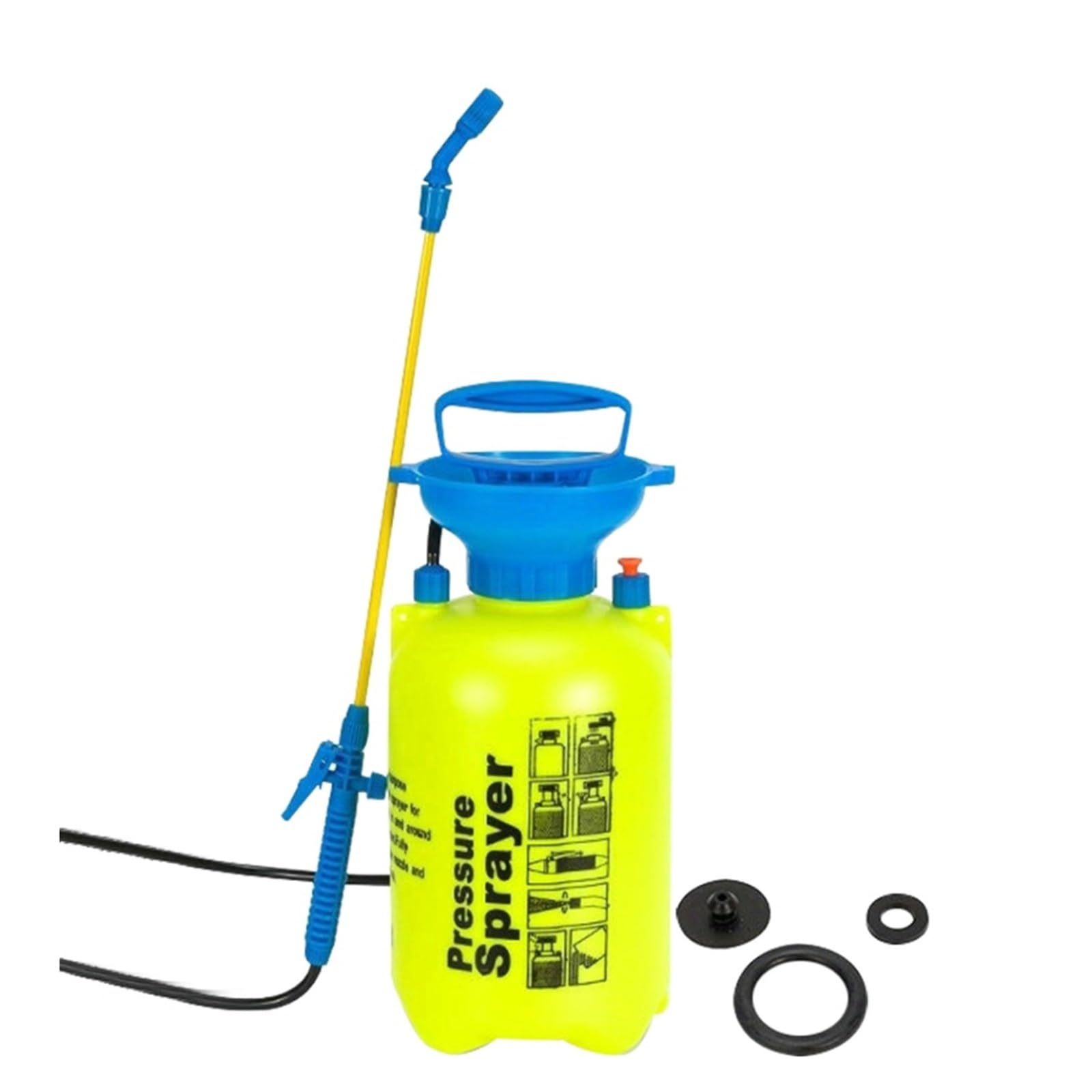 Opryskiwacz ogrodowy, Opryskiwacz ogrodowy Pompa wodna ciśnieniowy Regulowany pasek Butelka z rozpylaczem do roślin Trawnik(8L Yellow)