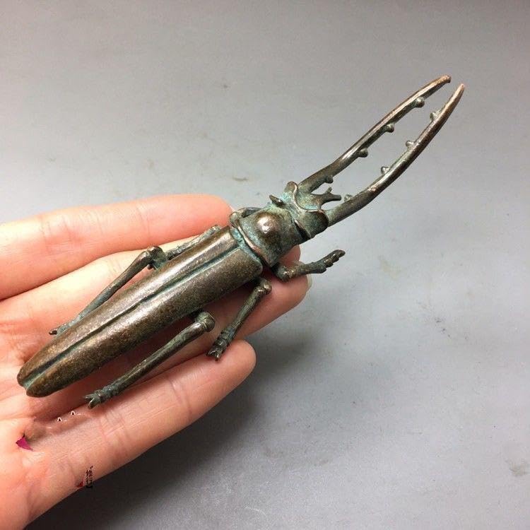 Amazon.co.jp: 銅 細工 水牛昆虫ビートル 茶寵 文鎮 筆架 銅製品 工芸