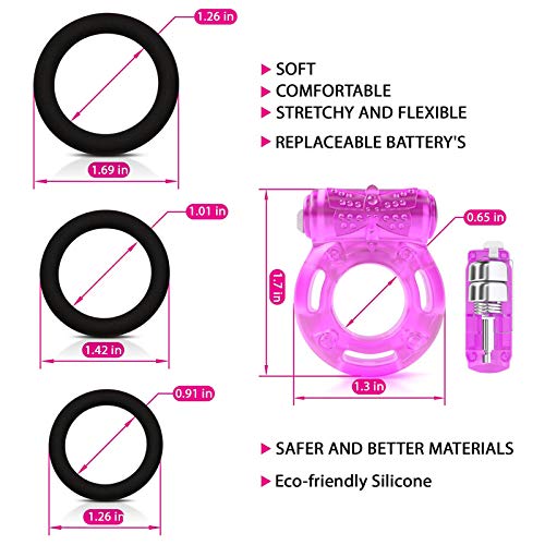 Staright Conjunto com anéis e vibrador de cabeça dupla, de silicone, brinquedo de estimulação para c