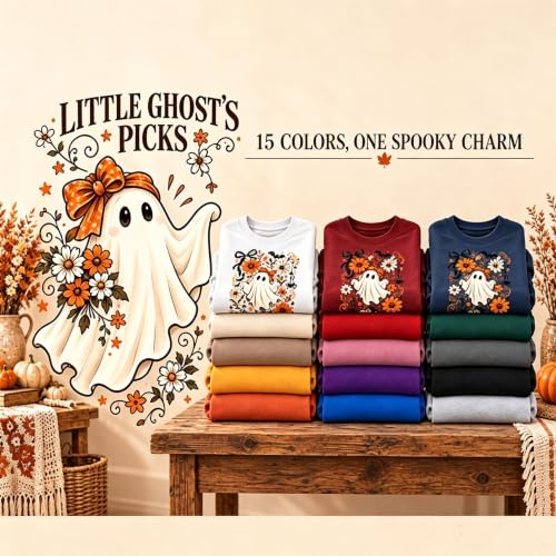 Halloween Sweatshirts for Women Ghost Spooky Season Sweatshirt Dark Gray - image 5