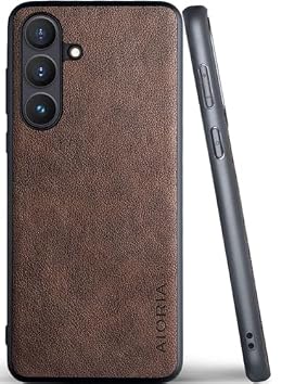 AIORIA for Samsung Galaxy S25 FE Case Premium Leather Cover Retro Design Full Protective Phone Case 5G (Coffee, S25 FE)
