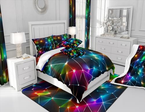 Parure de lit motif géométrique multicolore pour couette enfant - 7